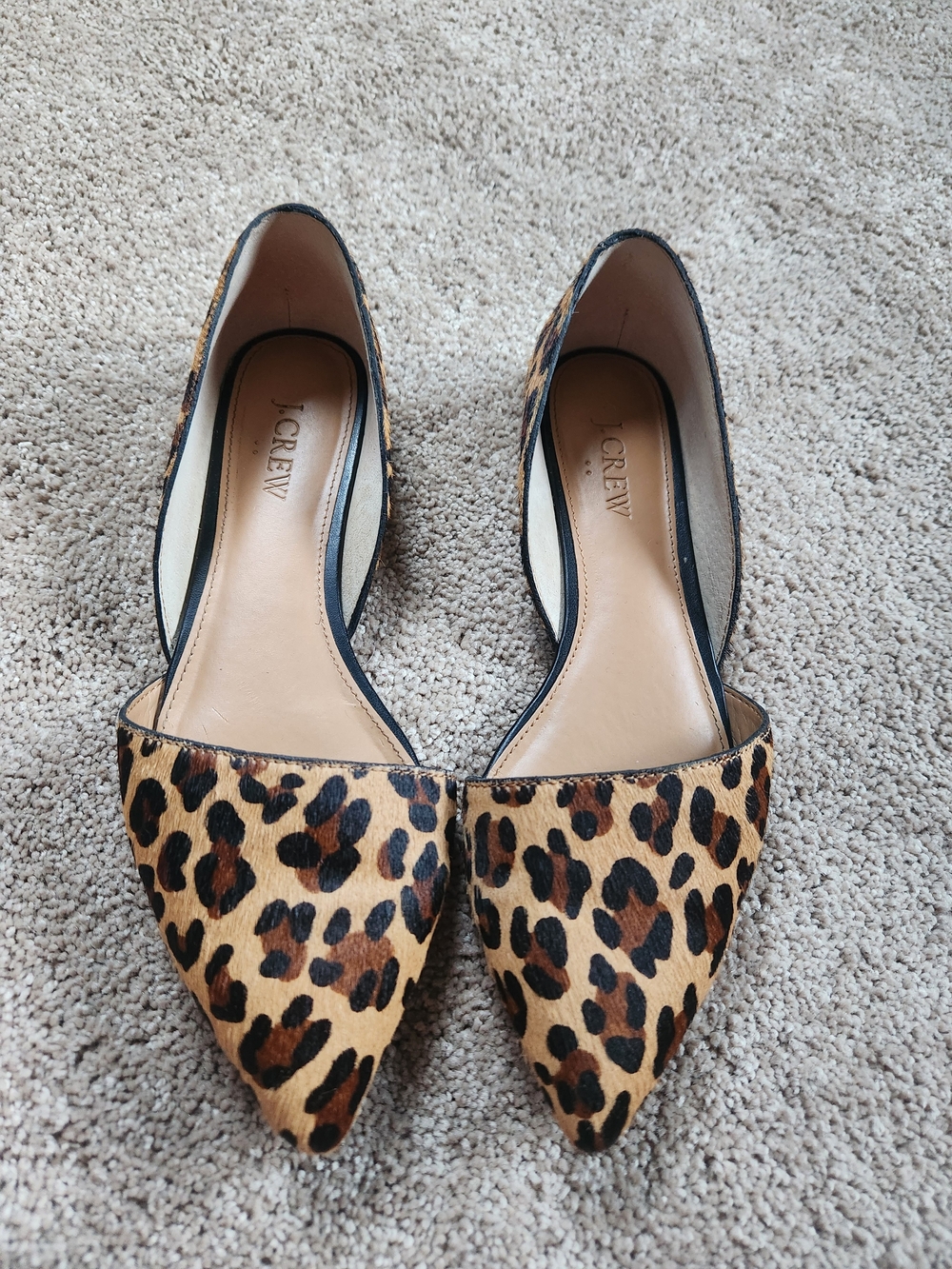 J.Crew Leopard Print Pointed Toe D'Orsay Flats - Brown/Black